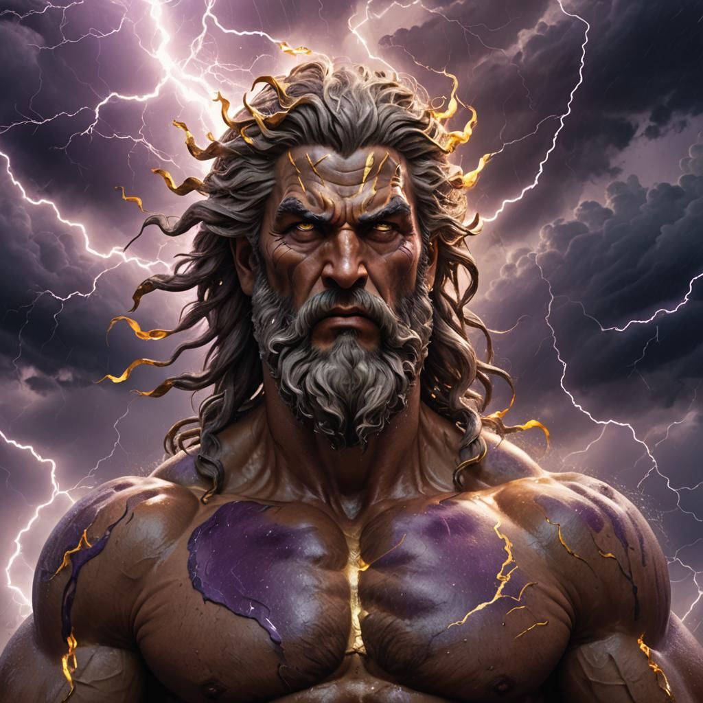 Zeus Defies Storm in Hyperrealistic Concept Art