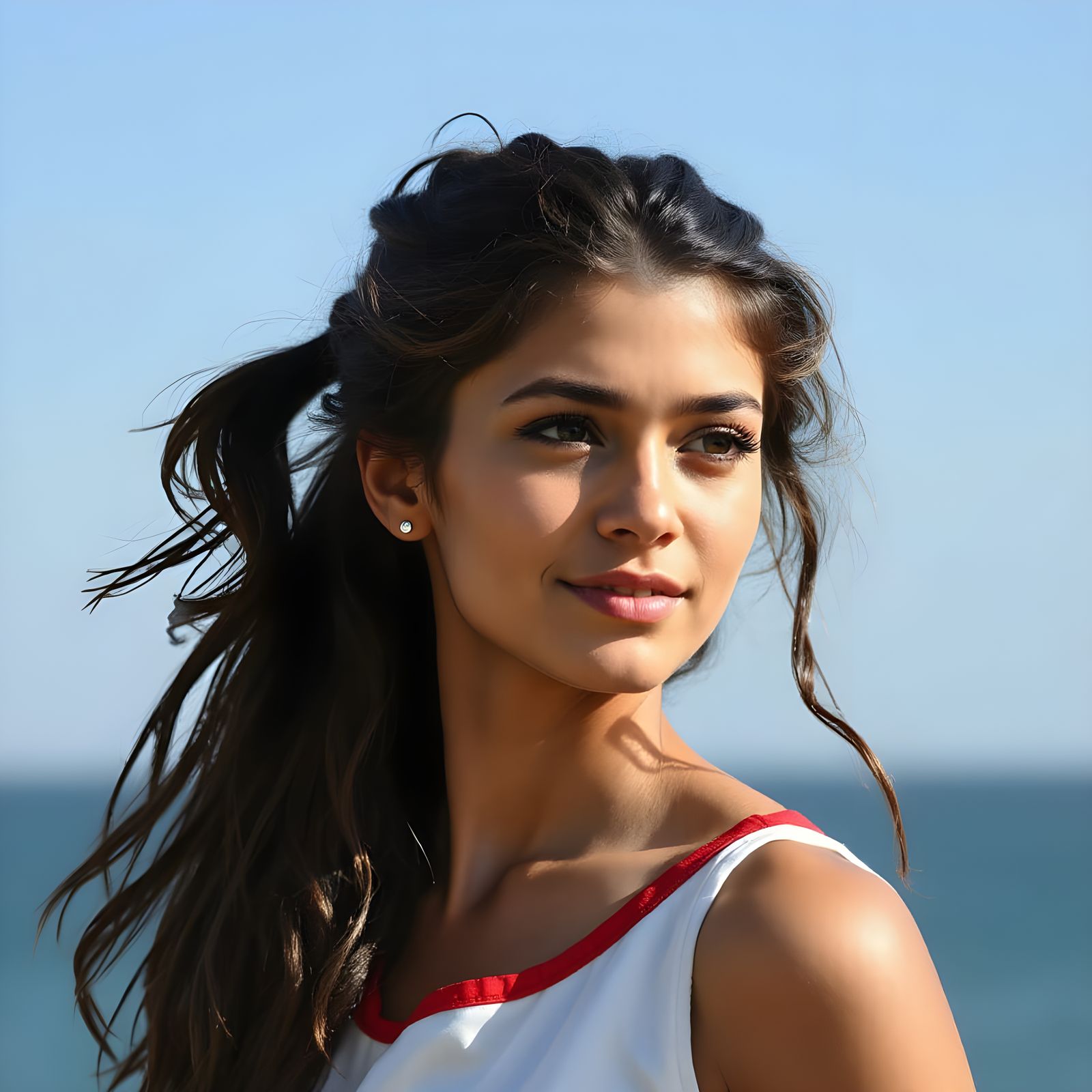 Elegante Jovem com Cabelo Ruivo e Regata Branca