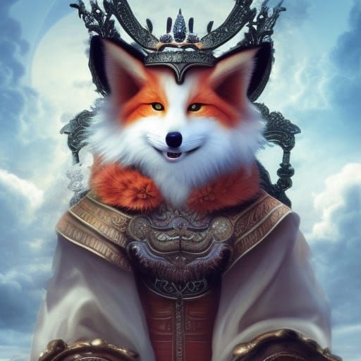 Godly Kitsune on Throne: Digital Matte Painting
