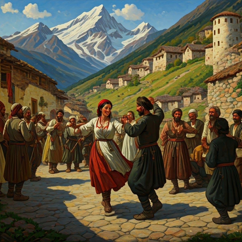 Villagers dancing