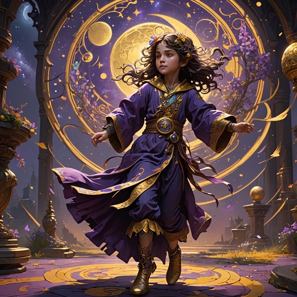 Moon Dancing Kid in Dark Fantasy Style