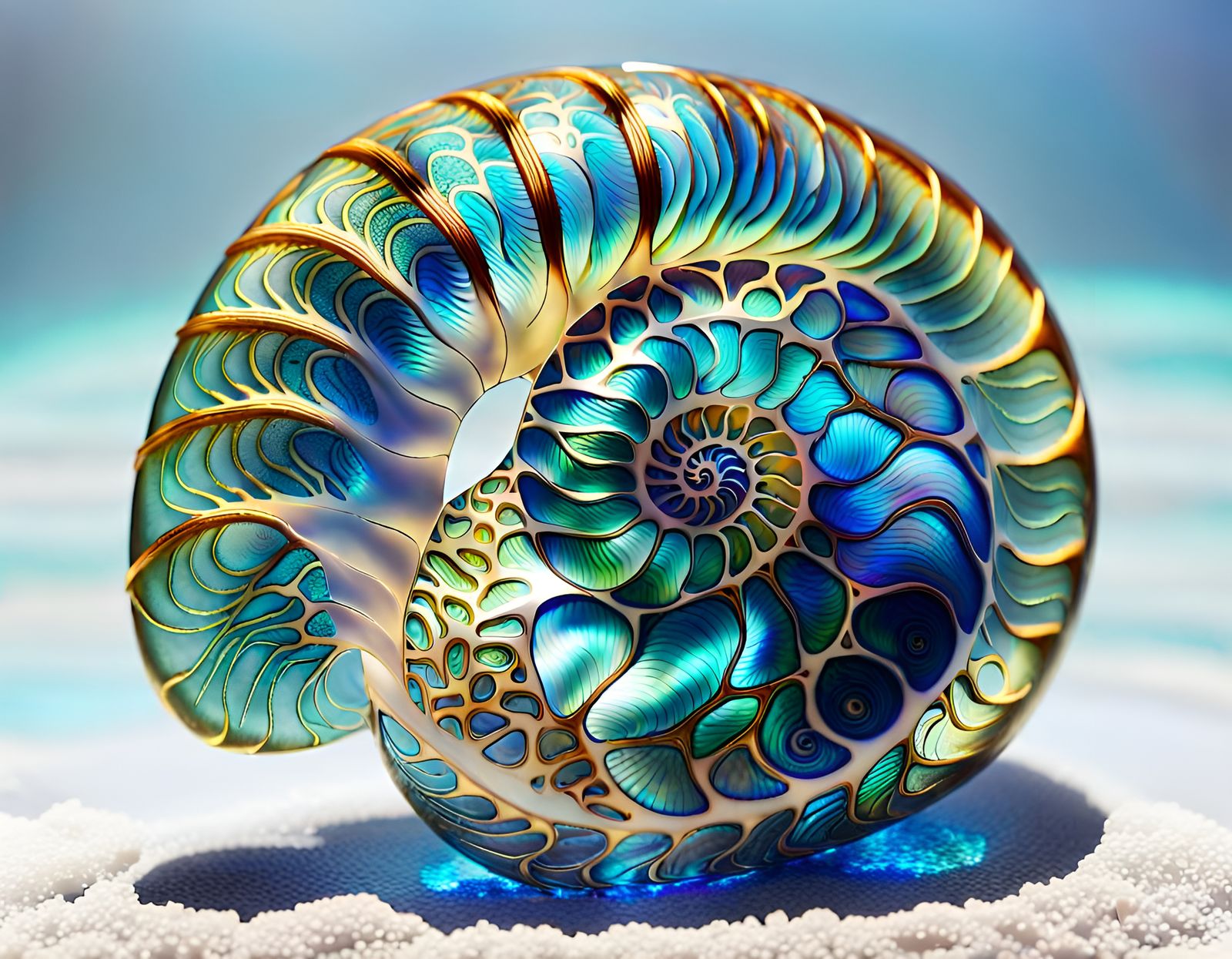 Shimmering nautilus shell