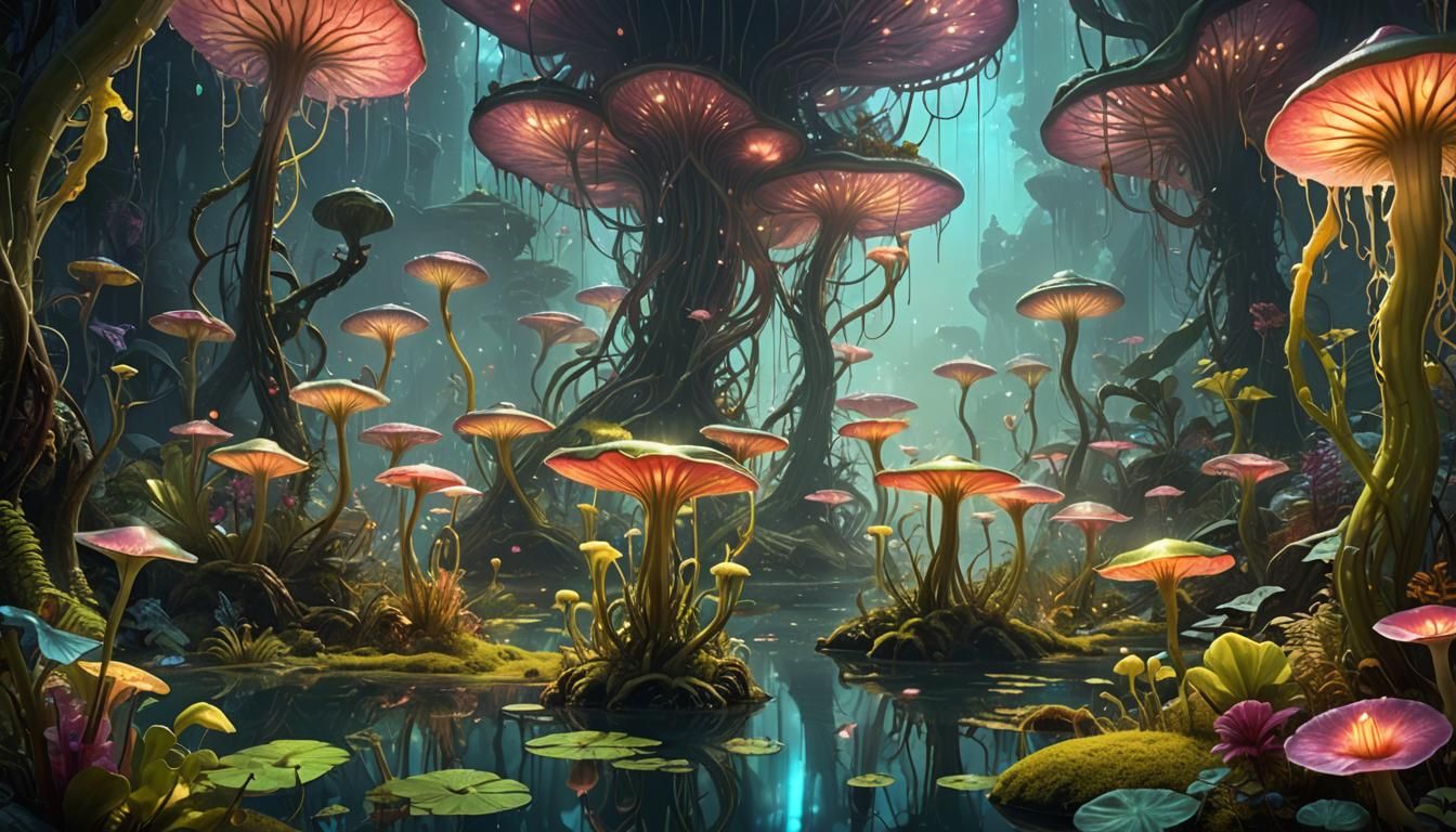 Alien Planet Discovery: Bioluminescent Flora in Fantasycore ...