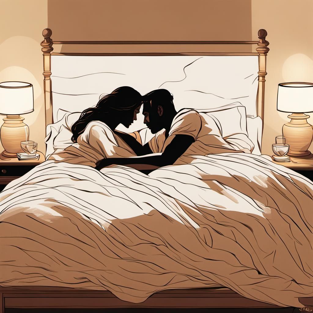 Passionate Couple Wrestling in Bed