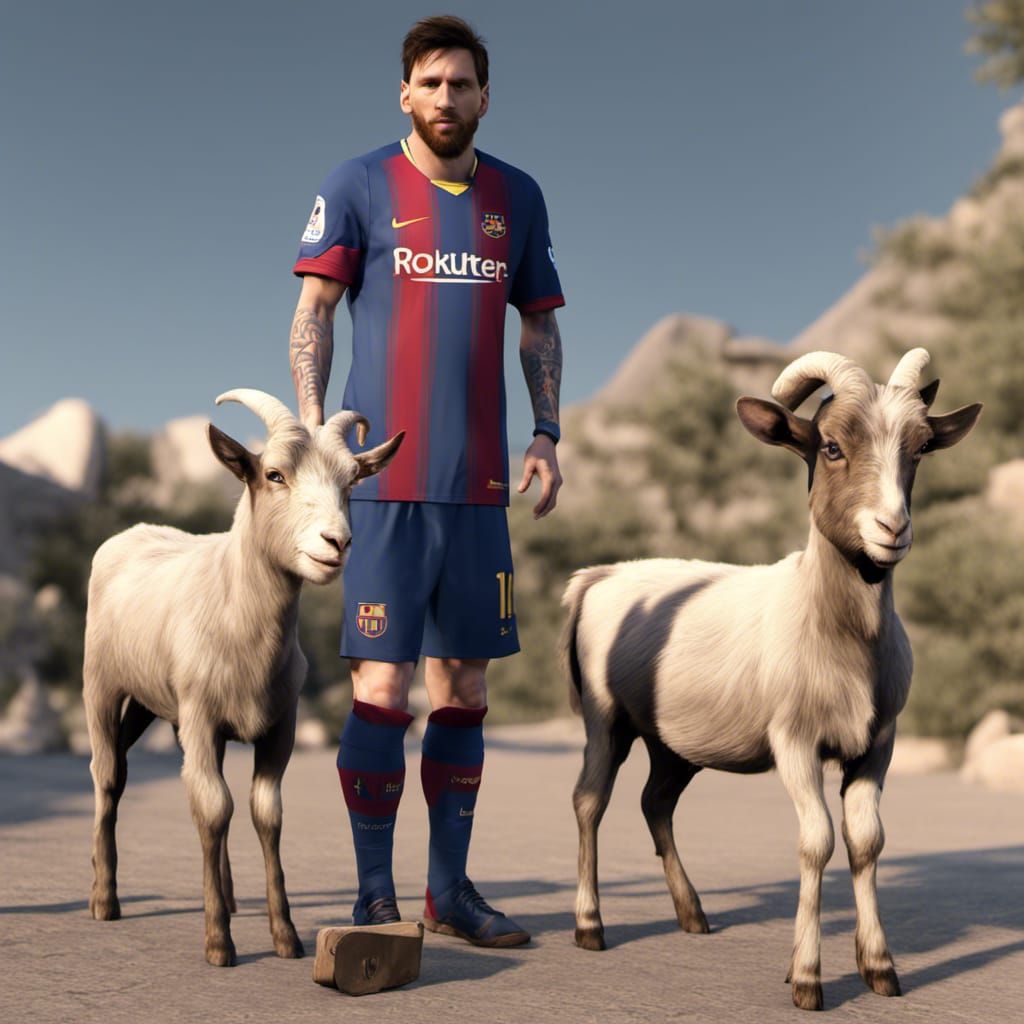 Lionel Messi and Goat in 3D Art Style