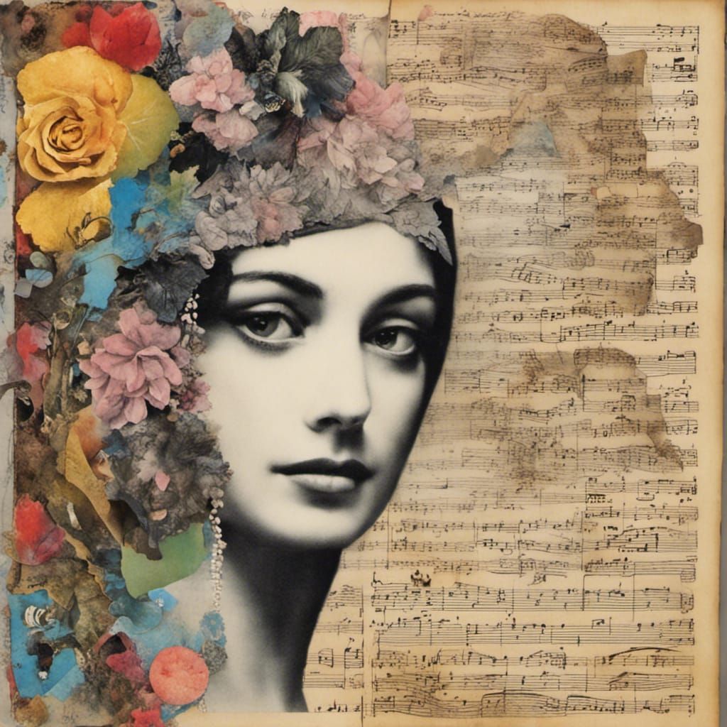 Colorful Collage Art of a Beautiful Woman