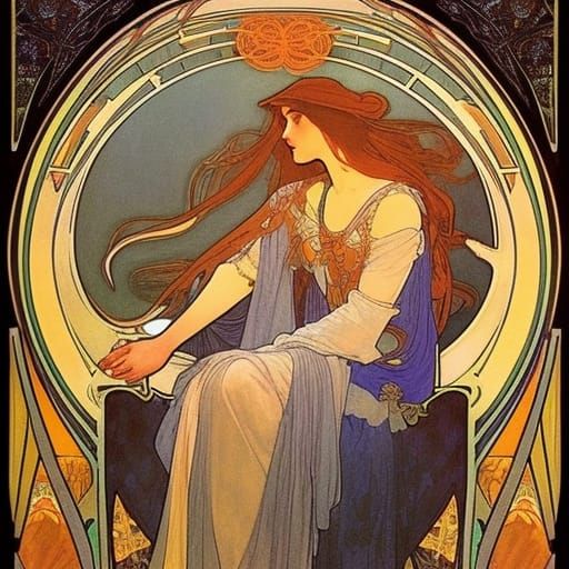 Lady of Shalott in Art Nouveau Style
