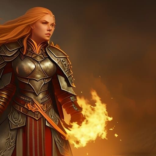 Armored Dwarf Woman in a Detailed Fantasy Art Style