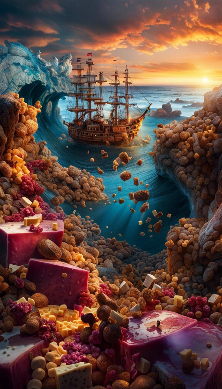 Intricate Cheese Pirate Cove at Sunset