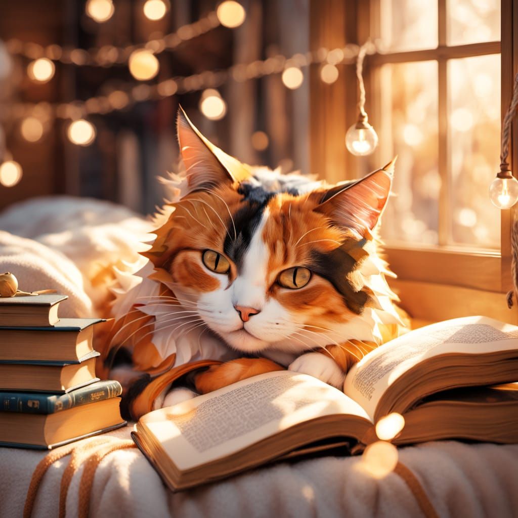 Calico Cat Napping in Cozy Blanket Fort