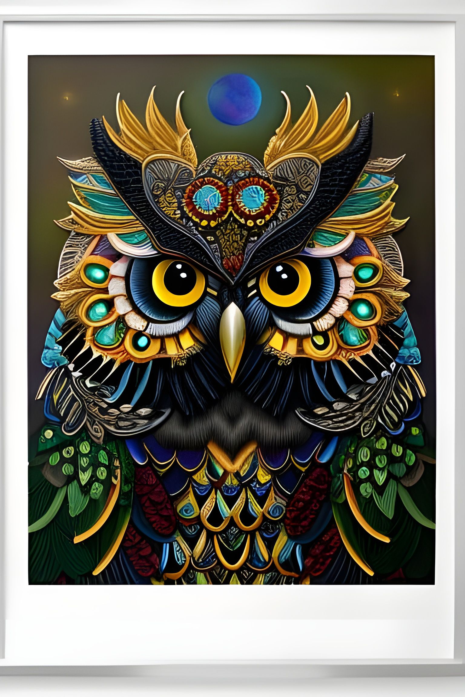 Detailed Owl in Orchid Garden: Fantasy Art