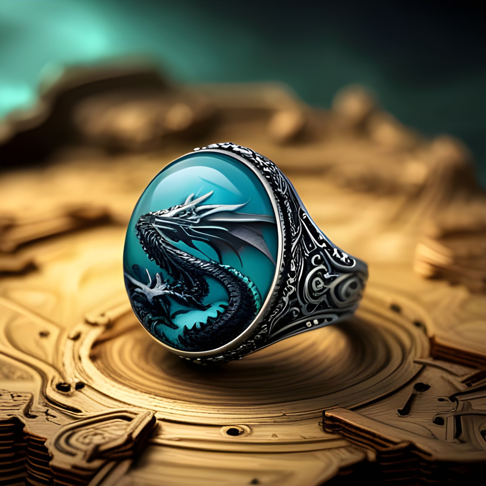 Dragon and Antique Ring in Fantasy Concept Art