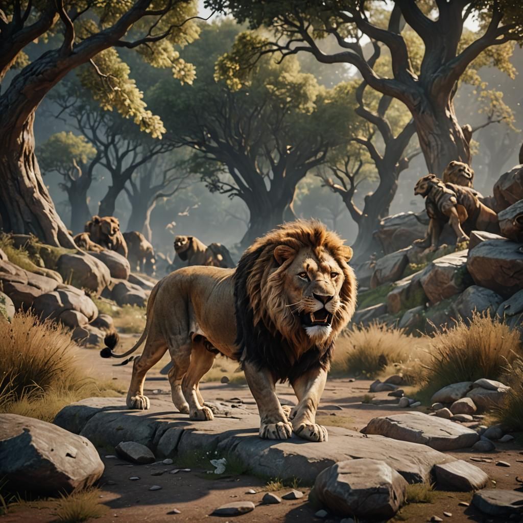 Roaring Lion in Epic 3D Game Style