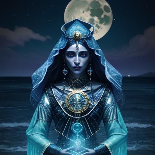 High Priestess Tarot Card in Cosmic Style