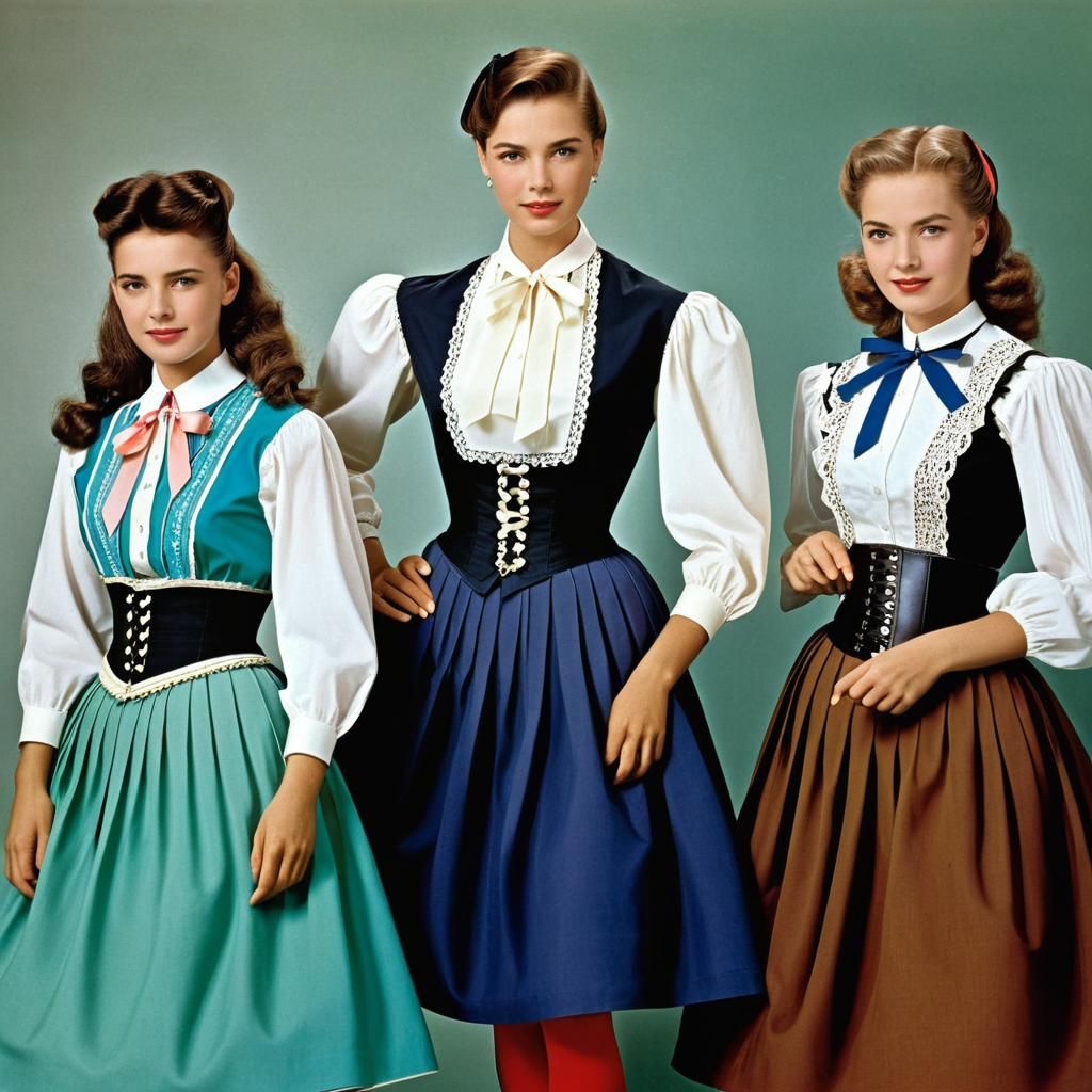 Vintage Fashion: Women in Corsets, Blouses and Skirts