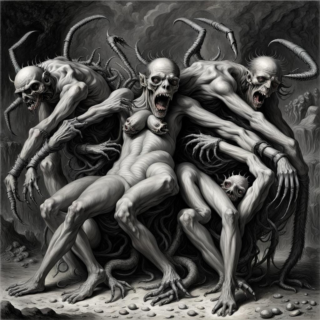 Nightmarish Daemon Merging Female Forms: Horror Photography