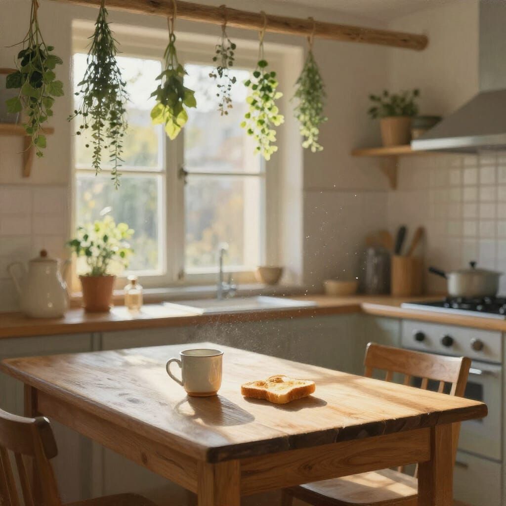Sun-Drenched Kitchen in Warm Afternoon Light