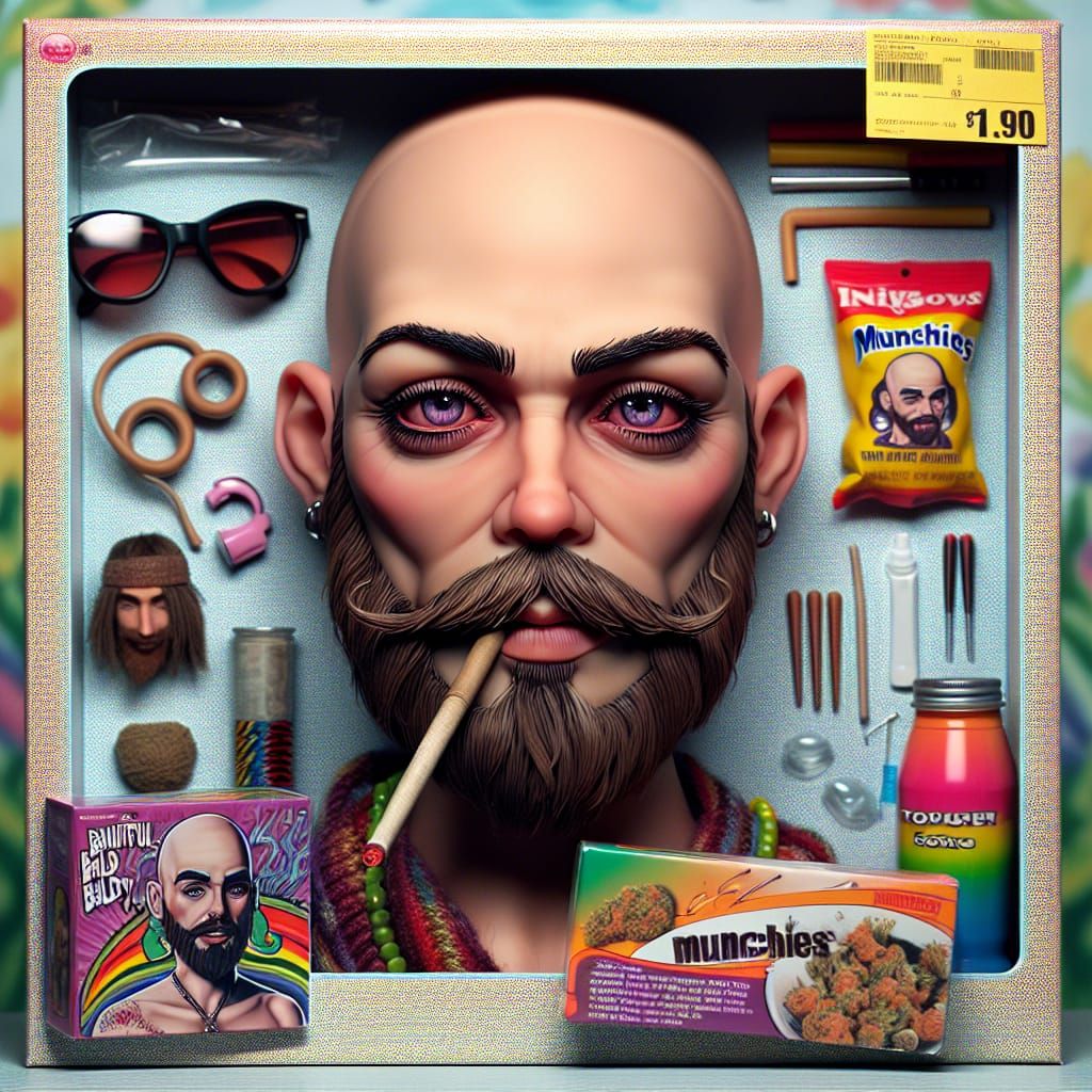 Hippie Stoner Doll in Original Packaging: 2D Illustration