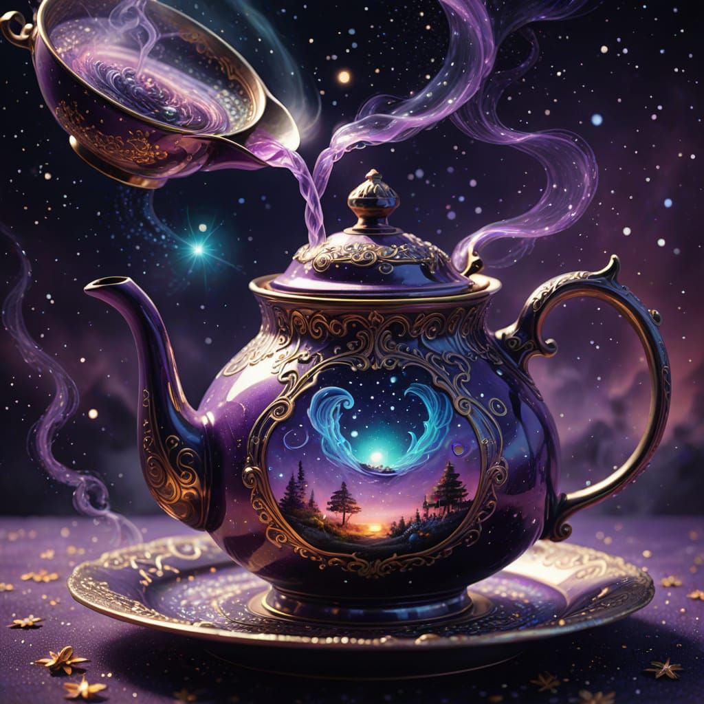 Cosmic Teapot: Surreal Dreamlike Fantasy Art