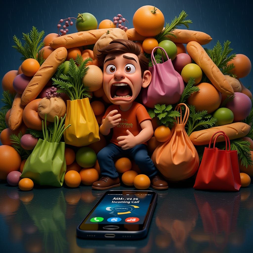 Overwhelmed by Groceries: Pixar Animation Style