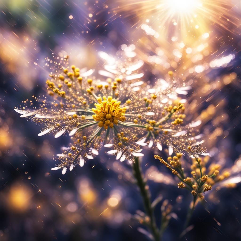 Goldenrod Flower Close-up in Fantasy Illustration Style