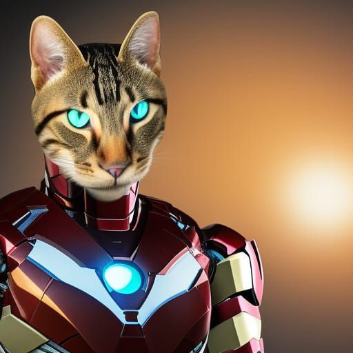Cat in Iron Man Suit