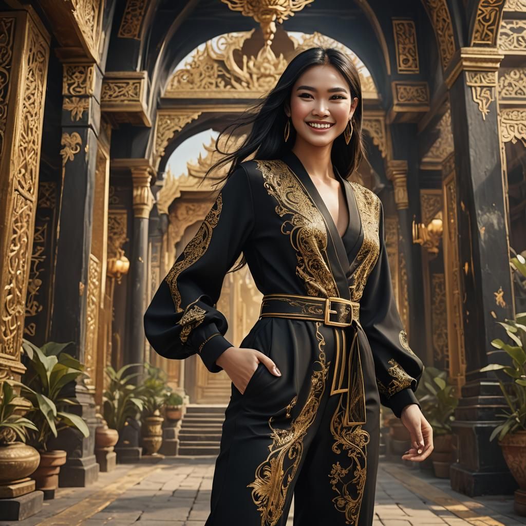 Thai Model in Black Jumpsuit, Fantasy Art