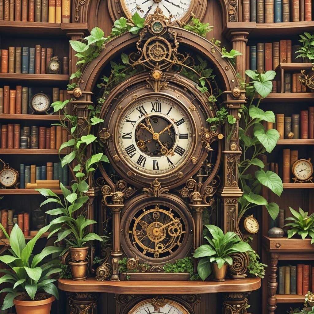 Art Nouveau Fairy House with Steampunk Engine