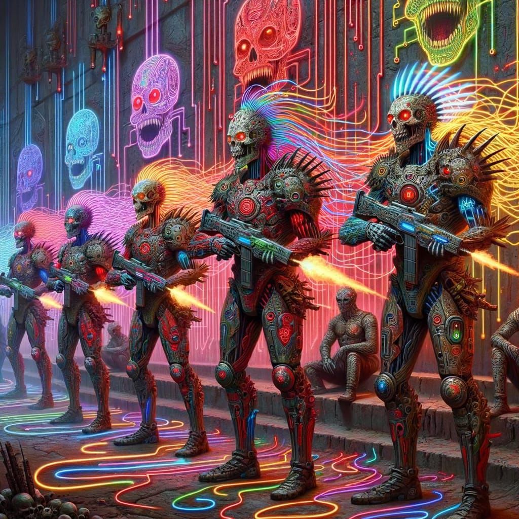 Futuristic Egyptian Army with Holographic Dragons