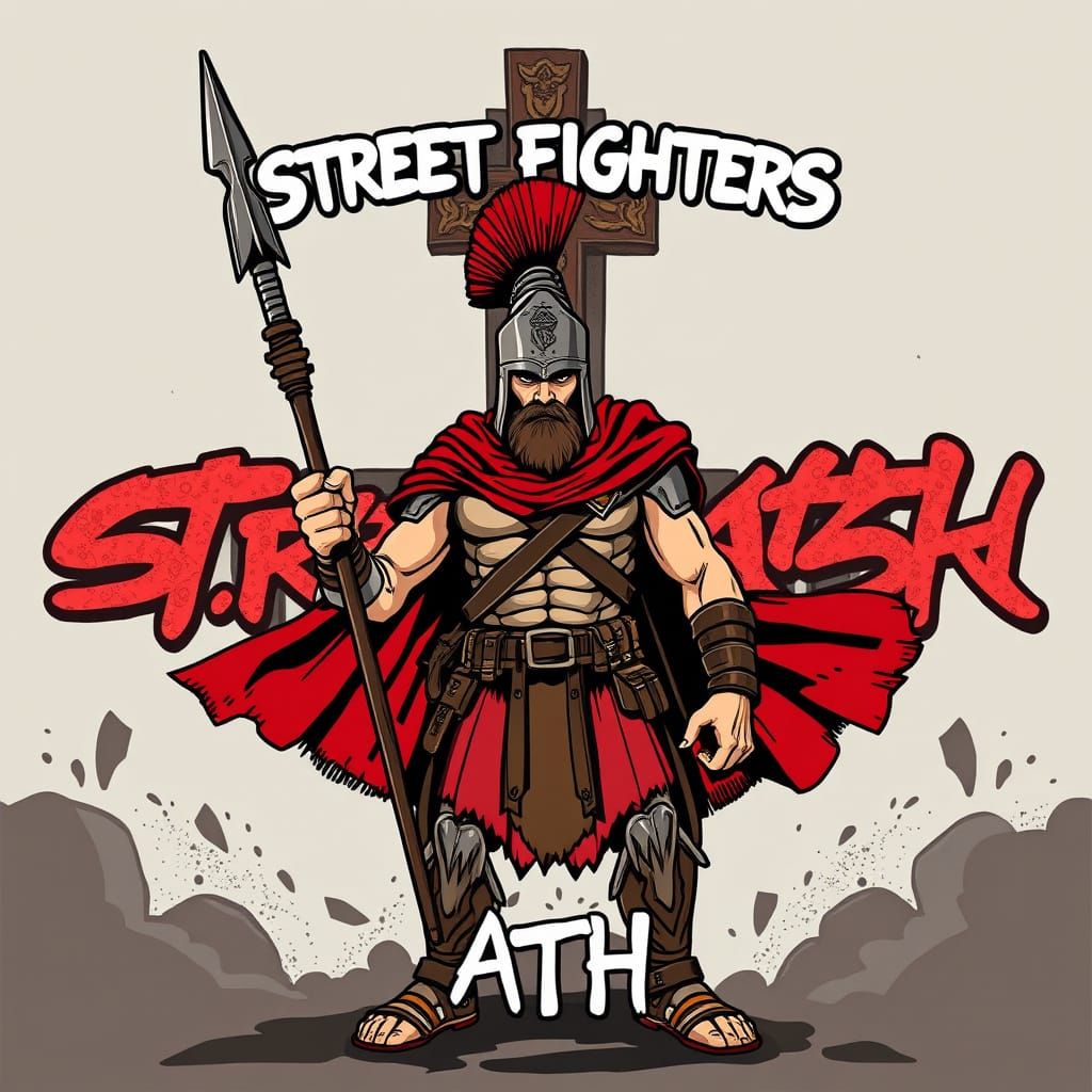 Spartan Warrior in Urban Graffiti Style
