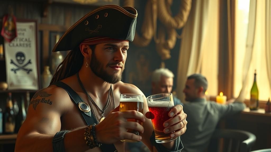 Pirates Drinking Ale in a Photorealistic Pirate Bar