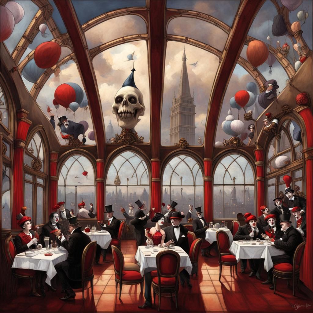 Gothic Steampunk Restaurant in 1920s Style