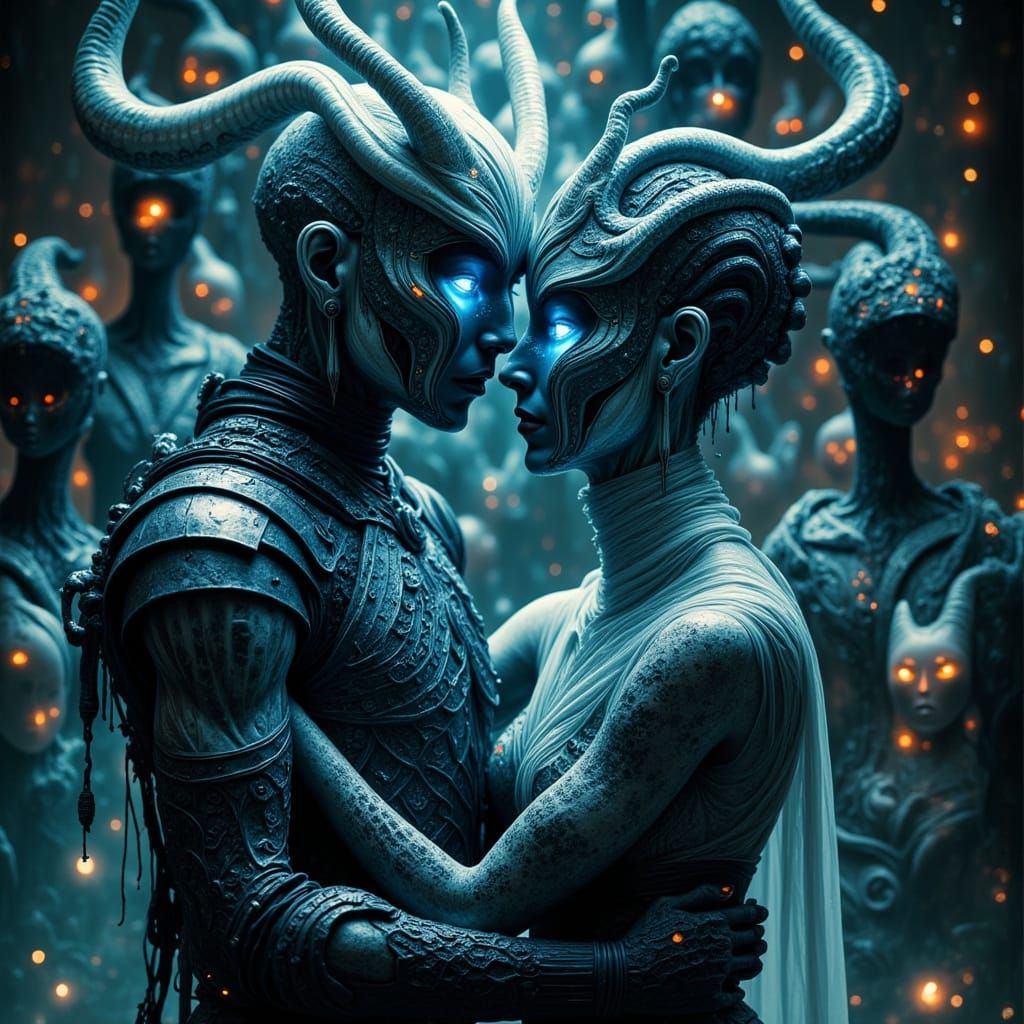 Alien Vampire Emperor & Empress with Cyberpunk Sorcerer