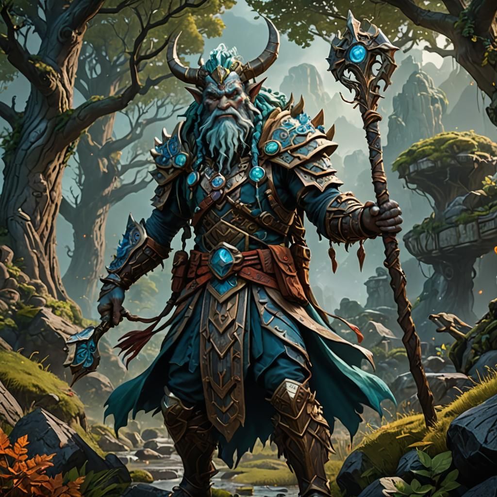 Earth Genasi Druid: Detailed Fantasy Art