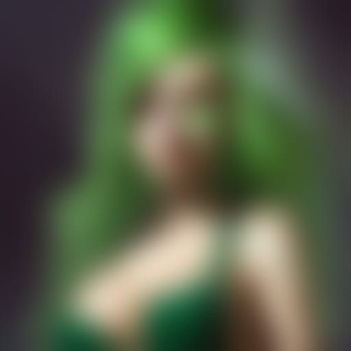 Green-Haired Elf Portrait in Hyperdetailed Style