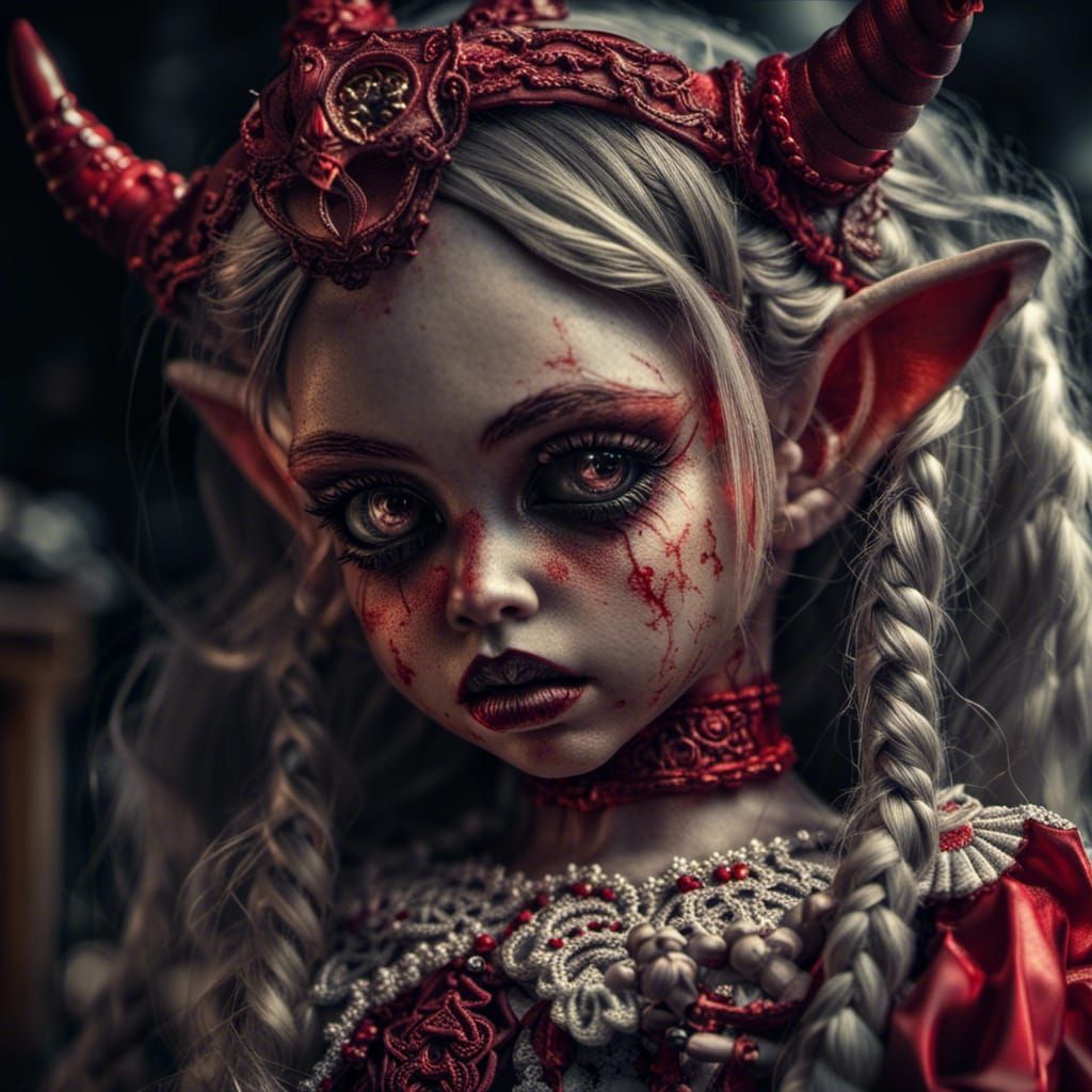 Hyperrealistic Devil Doll Girl in HDR