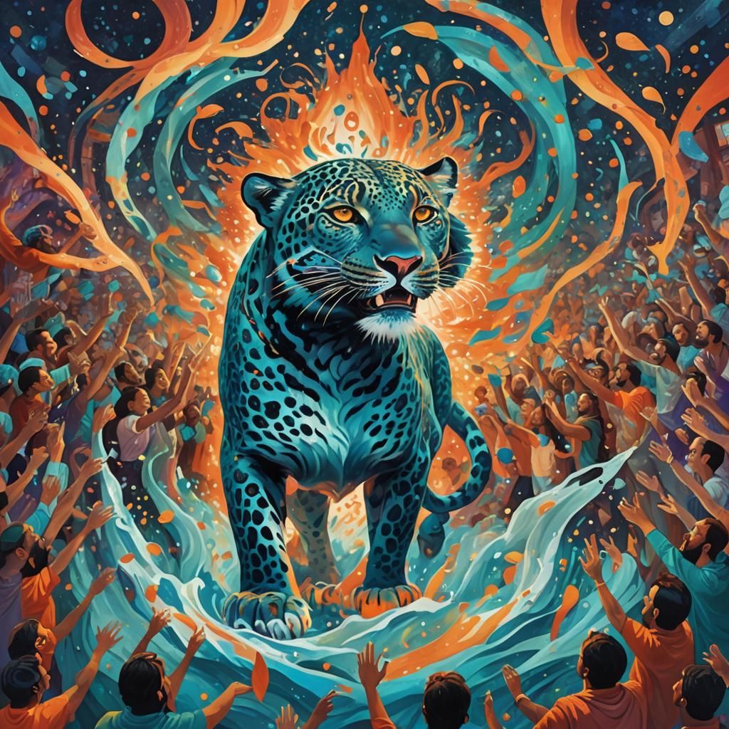 Cosmic King of Vibrant Light Reigns Over Swirling Multicultu...