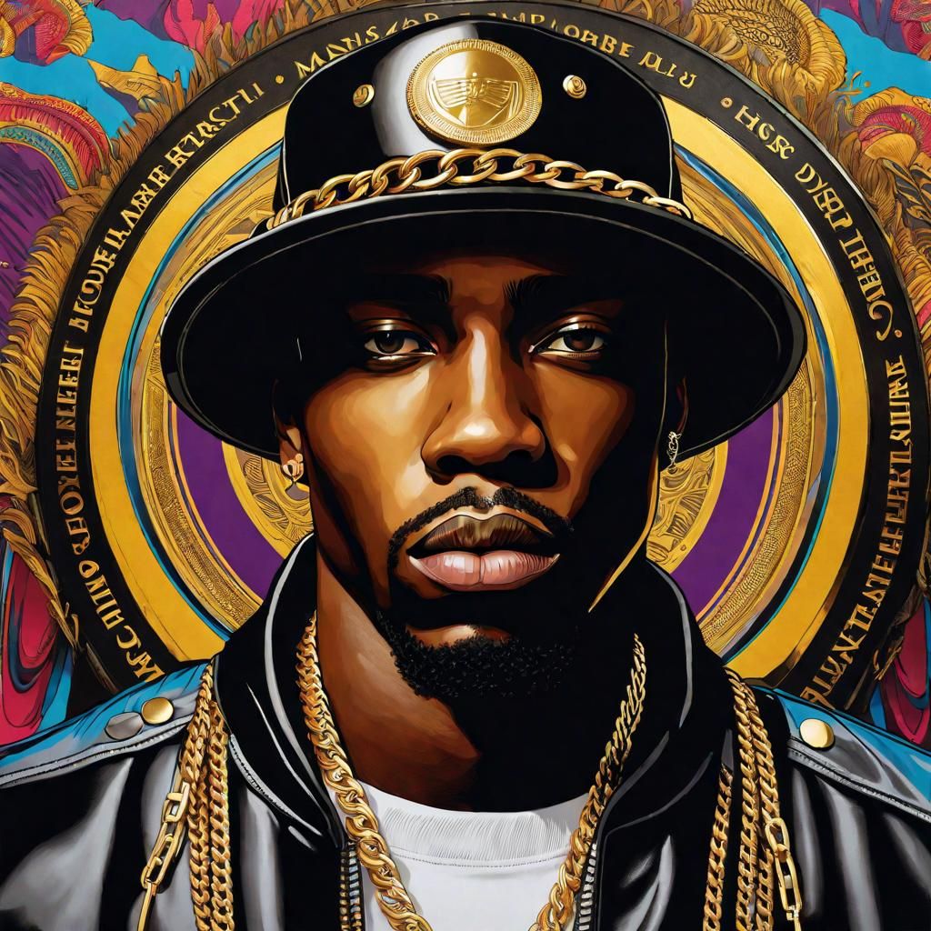 Black Man in 80s Hiphop Style with Gold Chains