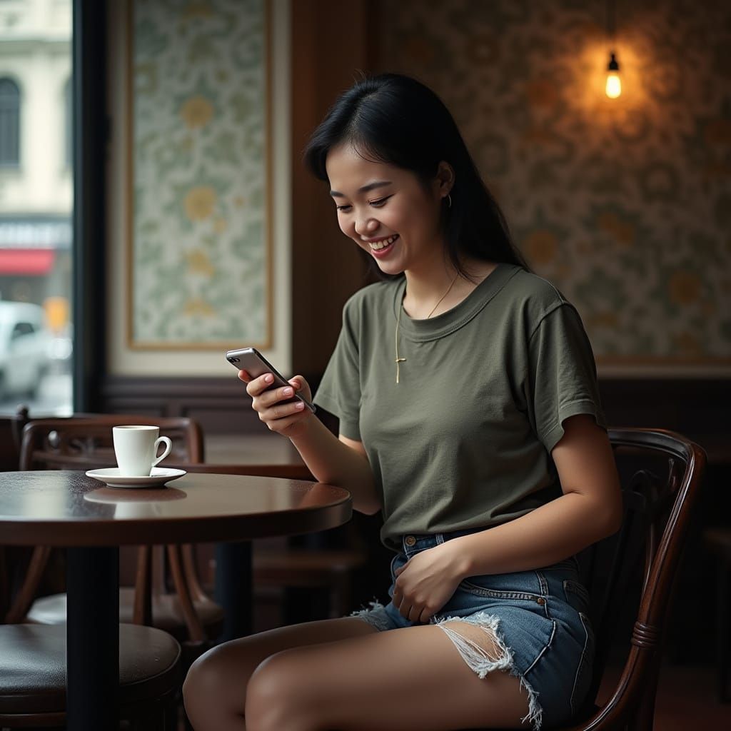 Asian Woman in Hanoi Coffee Shop Photo