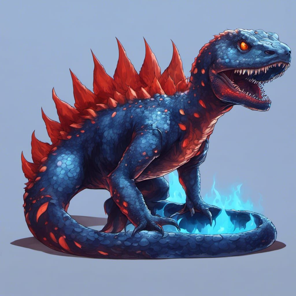 Armored Salamander Dinosaur in Anime Style