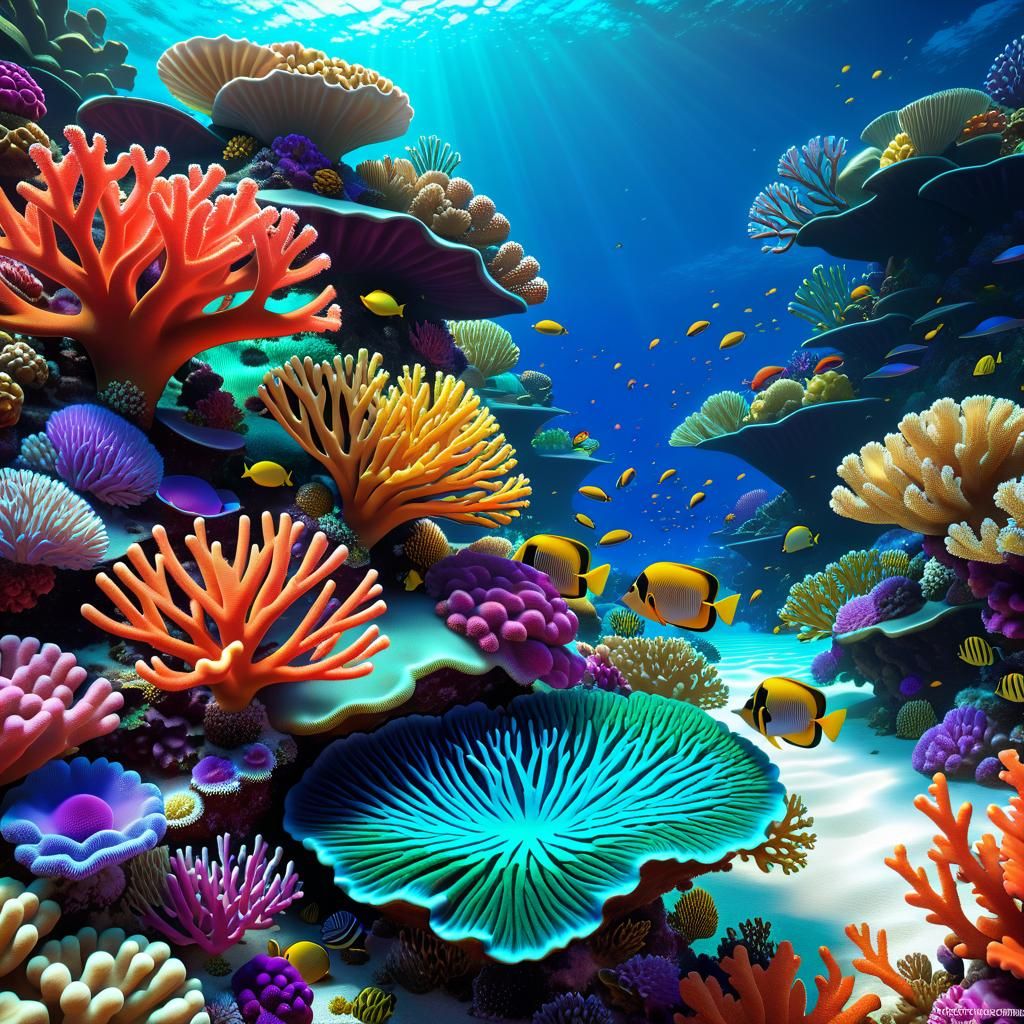 Vivid Coral Reef Artstation Photorealistic Masterpiece