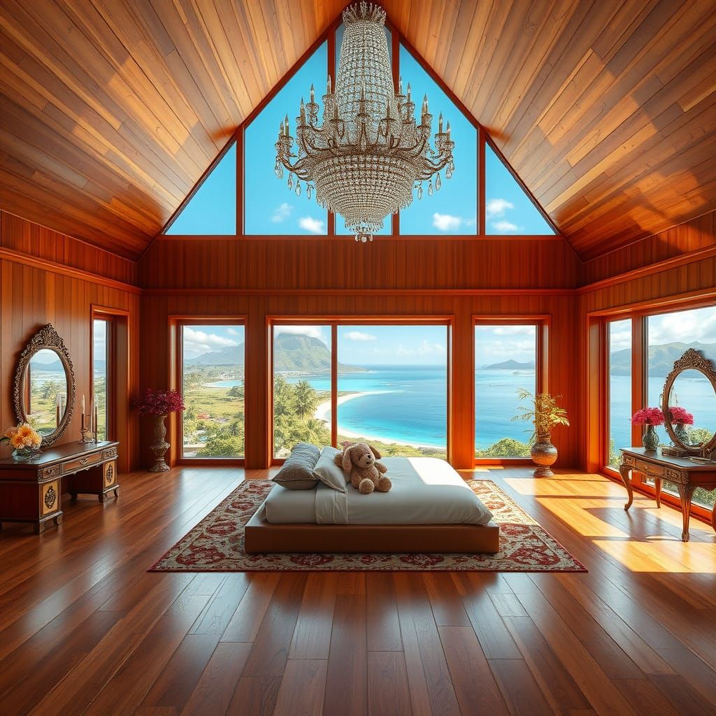 Luxury Retreat with Redwood Elegance and Tropical Bloom