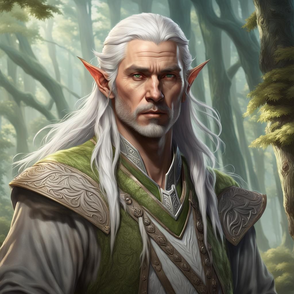 Elven Man Portrait in Woodland Garb