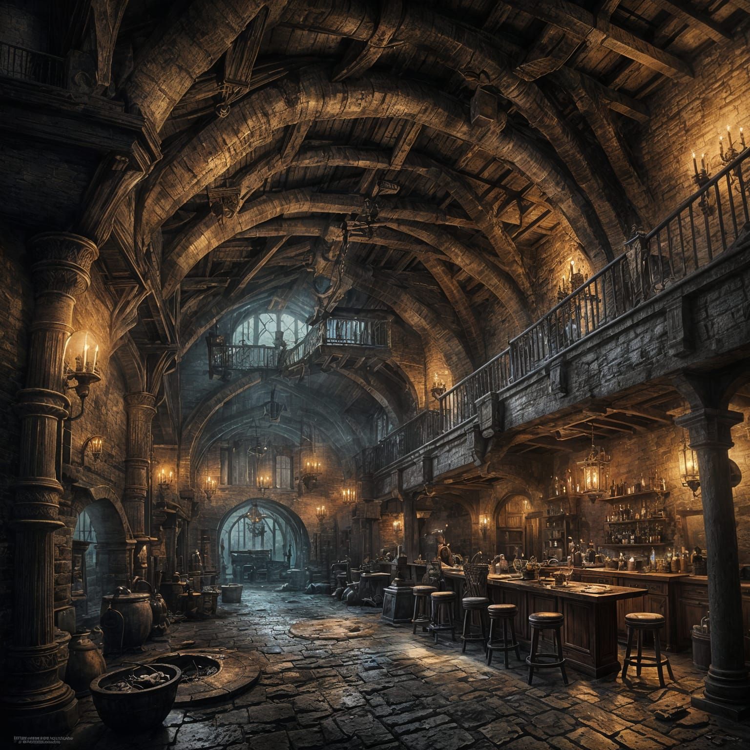 Hidden Tavern in Sewers: Thieves Guild, Dark Fantasy