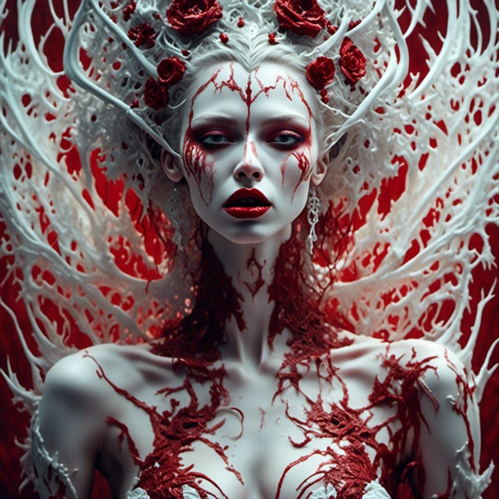 Striking Portrait of a Bizarre Pale Woman