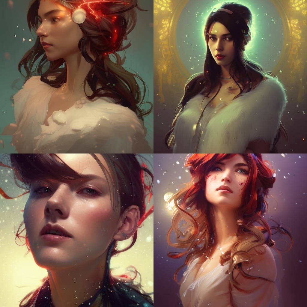 Detailed Christmas Portrait in Art Nouveau Style