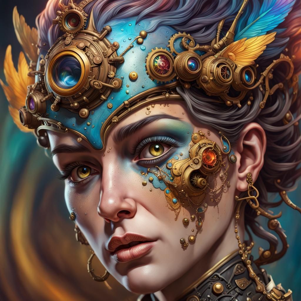 Intricate Steampunk Sovereign in Hyperrealistic Splash Art