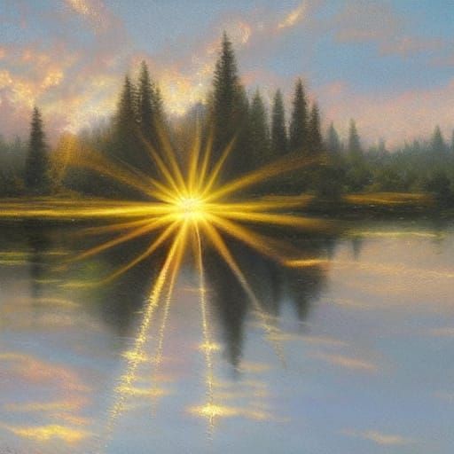 Morning Reflections in Cinematic Oil Painting Style