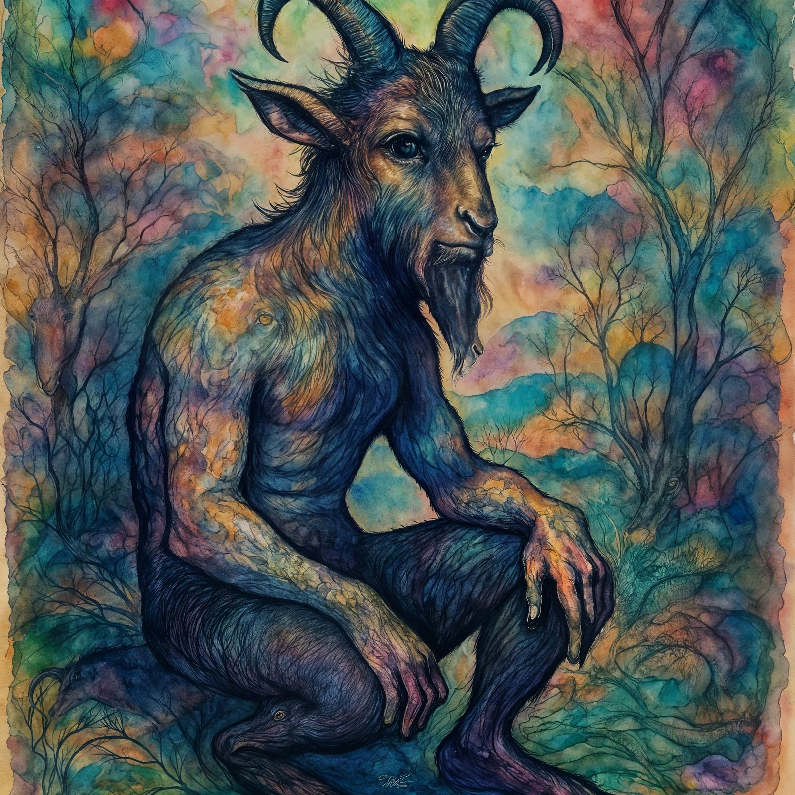 Whimsical Cryptid Illustration: Goat-Man of Prince George Co...