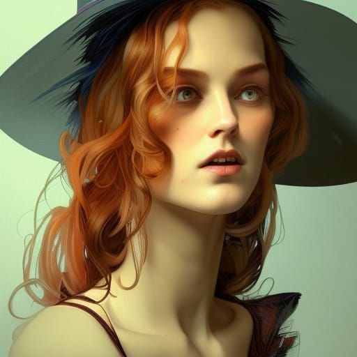 Witch at Sewing Machine, Hyperdetailed Concept Art